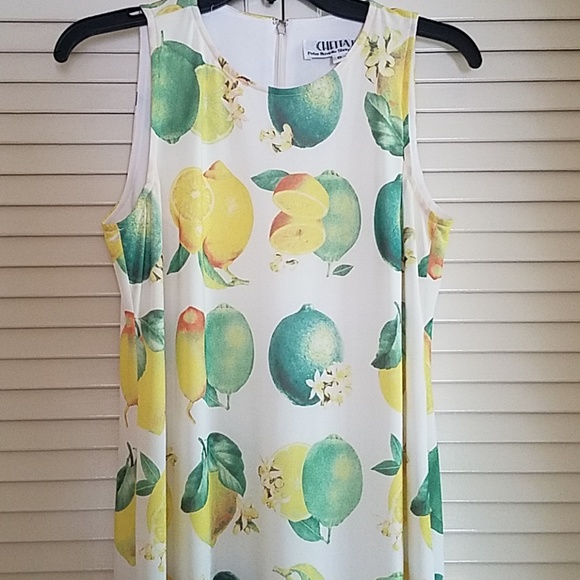 Retro Lemon-Lime Maxi Dress..Chetta B - Picture 1 of 6